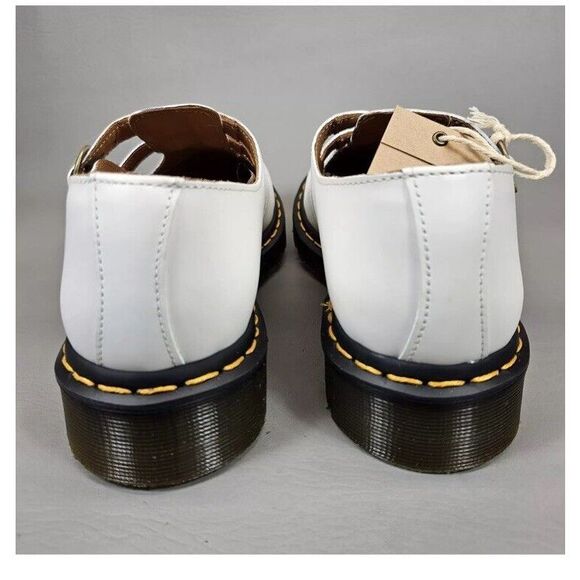 Dr. Martens Sz 8 White Mary Jane Shoes Buckle Doc Martens 8065 Smooth Leather - Picture 8 of 13